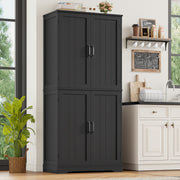 Pantry Cupboard, 180 cm Tall Kitchen Storage Cabinet with 4 Wooden Doors
