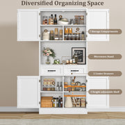 Kitchen Pantry Cupboard, 180 cm Tall Storage Cabinet with Countertop, 4-door
