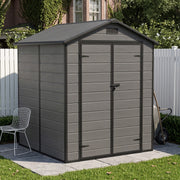 Plastic Garden Tool Storage Shed 6x6FT Outdoor Bike Bin House w/ Lockable Doors