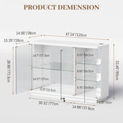 Display Cabinet with 3 Color LED Lights & Glass Doors for Collectible Figurines