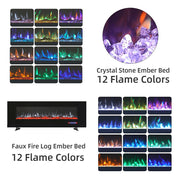 50In Inset Media Electric Heater LED Fireplace Wall Mounted Inset Standing Fire