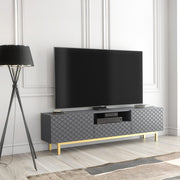 TV Unit TV Stand Sideboard Cabinet Cupboard White Gold Carved Doors Storage 180