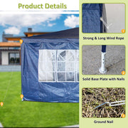 Gazebo PE 3X6M Outdoor Patio Shade Canopy Waterproof 6 Pieces Sidewalls Blue