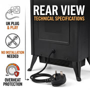 Electric Fireplace Heater Adjustable Flame Brightness 900/1800W Freestanding