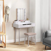 Dressing Table Vanity Set Makeup Desk w/ LED Light Mirror with 4 Drawers Bedroom