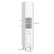 High Gloss doors Bathroom Tallboy Free Standing Cabinet Tall Storage Cupboard