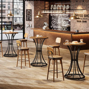 Round Bar Table 95cm High Top Cocktail Pub Table w/ Curved Metal Base for Bistro