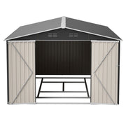 10x14FT Galvanized Metal Garden Shed Lockable Door Tool Storage shed, Anthracite