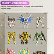 Glass Display Cabinet with Lock & RGB LED Lights — Figurine Showcase, Lockable