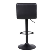 3 Black Bar Stools Breakfast Chairs Faux Leather Swivel, Black Metalwork