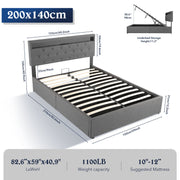 NEW OTTOMAN STORAGE UPHOLSTERED BED FRAME 4FT6 DOUBLE WITH USB PORT & LED LIGHT