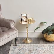 Round Gold Metal Side Table bedside coffee table metallic occasional table