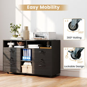 File Cabinet Mobile Lateral Filing Storage Organizer-Black