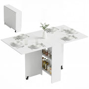 80-140 cm Folding Dining Table for 4-6 Drop Leaf Table White