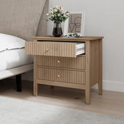 Large 3 Drawer Bedside Table - Hales Pale Wood Range