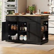 Kitchen Island Cart !SALE! Black Rolling Storage Cabinet Drop Leaf Power Outlet