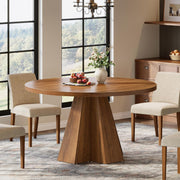 46.46-Inch Round Dining Table Modern Wooden Circle Kitchen Table for 2-4 People