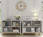 TV Unit TV Stand Sideboard Cabinet Media Console White Gold Fluted Modular 200cm