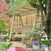 Churnet Valley 3 Seater Garden Swing Bench Outdoor Wooden Patio Seat Canopy Wood