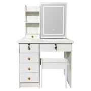 Dressing Table Makeup Desk Vanity with LED Mirror & Stool Drawer Makeup Desk UK