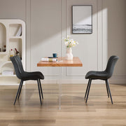 Set of 2 Modern Dining Chairs Tech Fabric Upholstered Cushioned Metal Legs