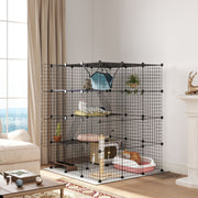 Large Cat Cage, Indoor Cat Enclosure, Four-Tier Cat Playpen with Hammock, Ramps