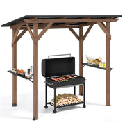 Outdoor Barbecue Canopy 263 x 151 cm Grilling Shelter with 2 Side Shelves