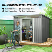 9ft x 6.5ft Garden Storage Shed with Top Window, Metal Outdoor Shed Tool House