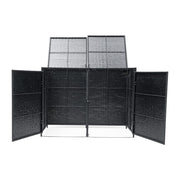 Double Wheelie Bin Storage Garden Rubbish Dustbin 2 Shed PE Rattan Store Cover