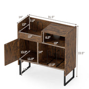 Large Turntable Cabinet Record Player Stand with Power Outlets Vinyl Holder