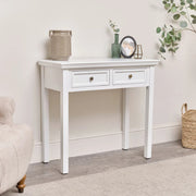 White 2 Drawer Console Dressing Table storage hallway wooden furniture