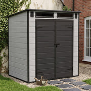 Plastic Garden Shed 6 x 4 Outdoor Tools Storage House with Floor, Double Window