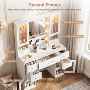 Dressing Table with 7 Drawers 4 Door & Charging Socket Makeup Desk Vanity Jdvizb