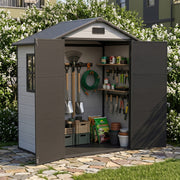 Plastic Garden Shed 6x4 with Floor & Window Waterproof Outdoor Storage Shed Tool