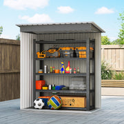 5 x 3ft Garden Storage Shed Sliding Door Sloped Roof Tool, Grey