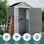 Plastic Garden Storage Shed Outdoor Storage House Tools Shed with Window & Floor