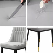 2/4/6 Faux Leather Dining Chairs Upholstered seat with Metal Legs Kitchen Chairs
