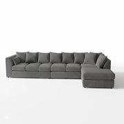 Corner Grey Jumbo Cord 6-7 Seater Modular Sofa with Spacious Footstool Included