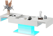 High Gloss LED Coffee Table Cocktail Center Table Modern Living Room Rectangle