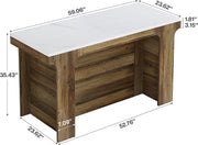59'' Modern Bar Table Rectangular Counter Height Pub Table with Faux Marble Top