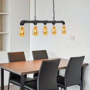 5 Light Kitchen Island Pendant Linear Farmhouse Modern Pipe Lamp Lighting