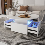 LED Coffee Table with 2 Drawers Cocktail Sofa Center Table for Living Room