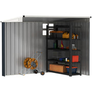 7.6 x 4ft Outdoor Garden Storage Shed with Window, Dark Grey