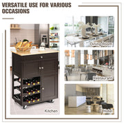 Rolling Kitchen Storage Trolley Cart Cupboard Island Cabinet 3 Tier Wine Rack