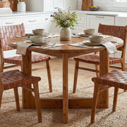 39.4'' Round Solid Wood Dining Table Modern Kitchen Dinner Table for 2-4 People