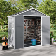 Large Plastic Shed 8x8 6x8 5x4FT Outdoor Garden Tools Storage House with 2 Doors