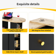 360° Swivel Bar Table Dining Table Kitchen Island with Storage Cabinet Cupboard