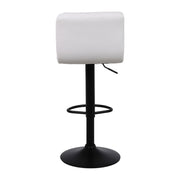 2 X White Bar Stools Breakfast Chairs Faux Leather Swivel, Black Metalwork