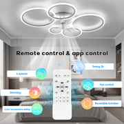 RGB LED Ceiling Fan Light Dimmable Chandelier Living Room Lamp W/ Remote Control