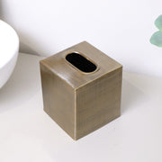 Brass Gold Textured Metal Tissue Box Holder Cover Case Metallic Antique Shiny
